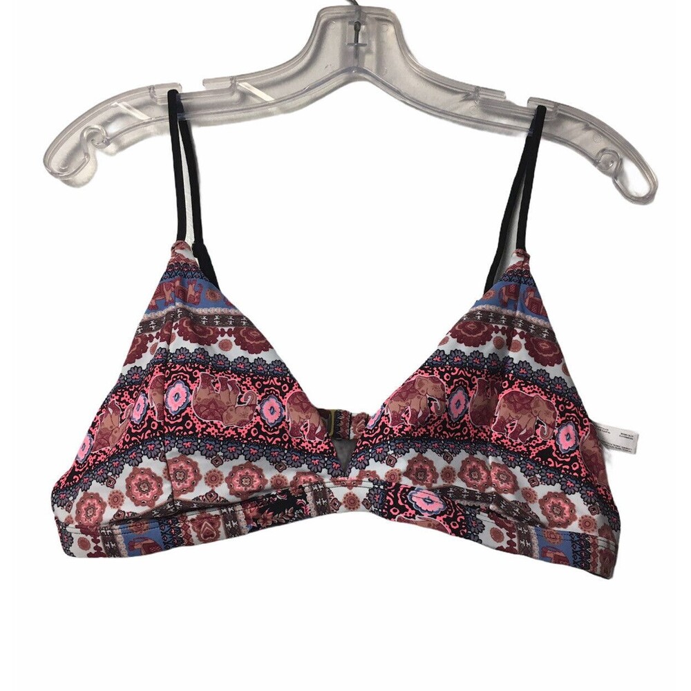 Arizona Bikini Top Size XL Halter Floral Animal Print Swim Adjustable Straps
